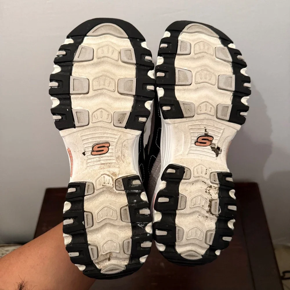 Y2K Skechers DLites Sneakers Chunky Retro Walking Shoes Black Grey Womens 9